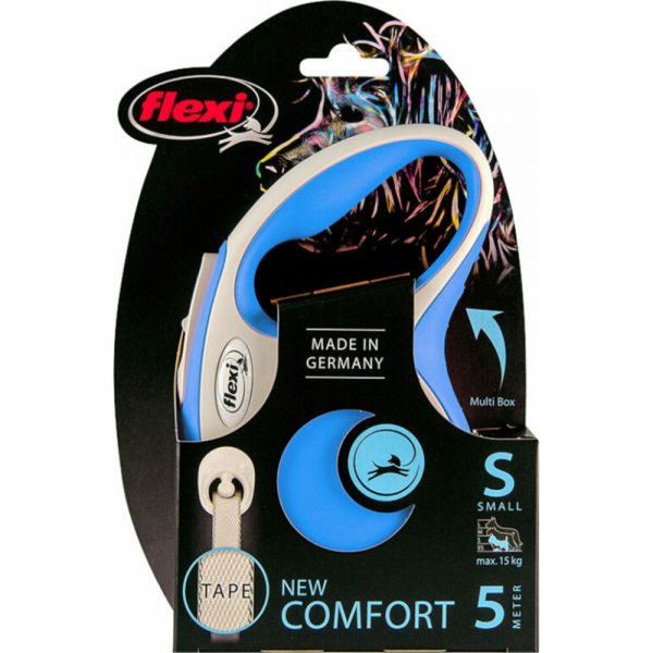 Flexi Rollijn New Comfort Tape Blauw 5 mtr tot 15 kg