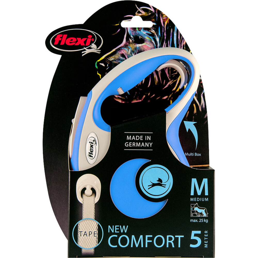 Flexi Rollijn New Comfort Tape Blauw 5 mtr tot 25 kg