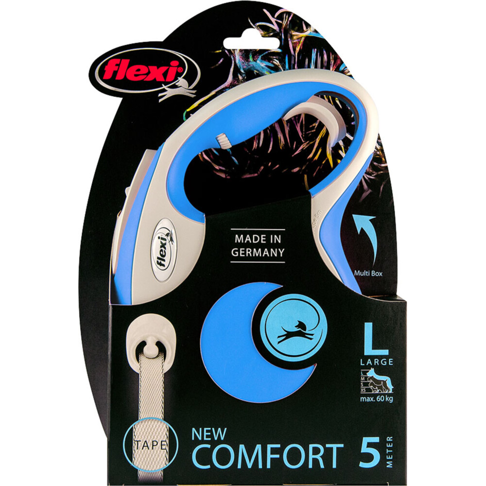 Flexi Rollijn New Comfort Tape Blauw 5 mtr tot 60 kg