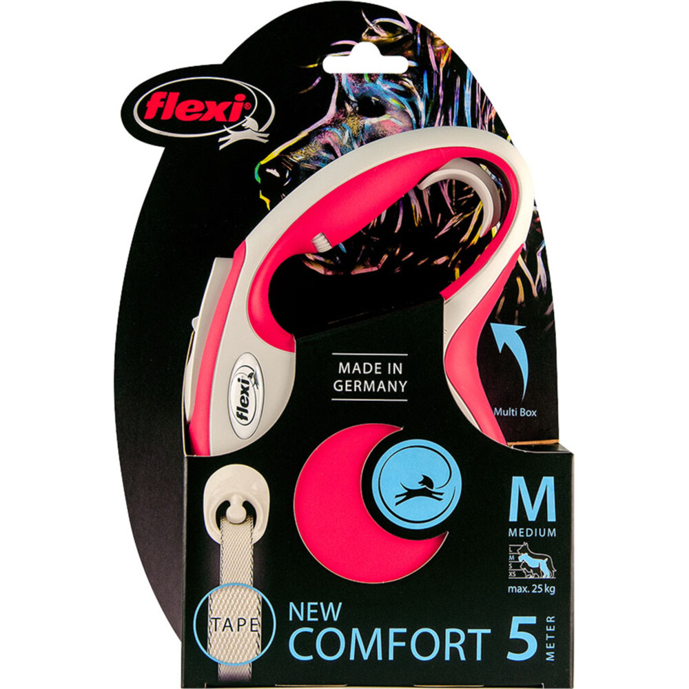 Flexi Rollijn New Comfort Tape Rood 5 mtr tot 25 kg