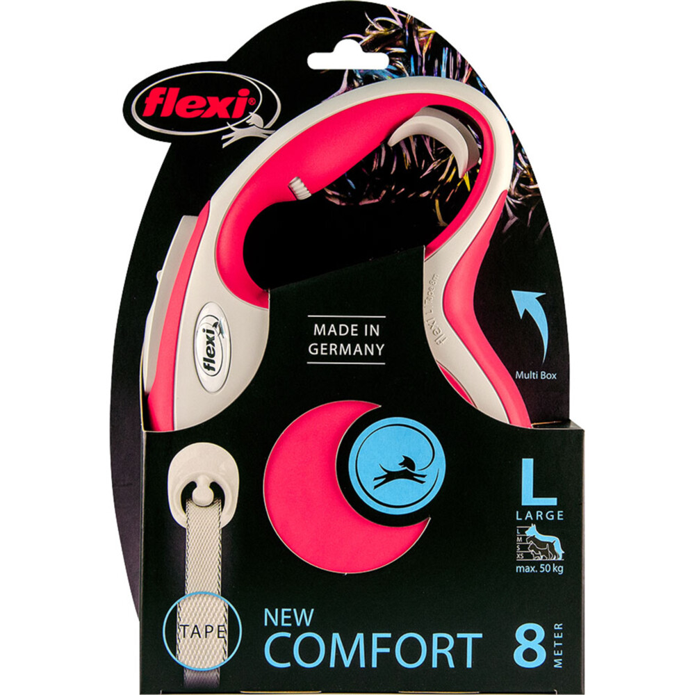 Flexi Rollijn New Comfort Tape Rood 8 mtr tot 50 kg