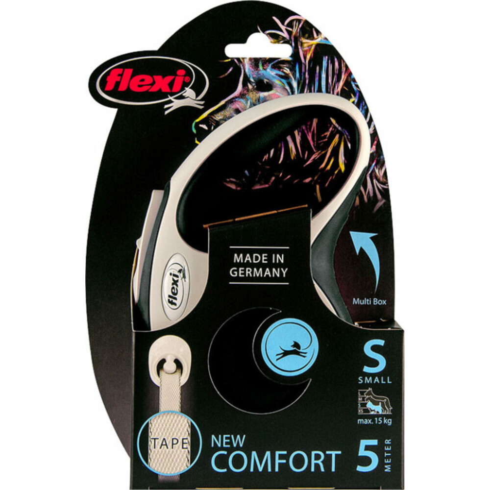 Flexi Rollijn New Comfort Tape Zwart 5 mtr tot 15 kg