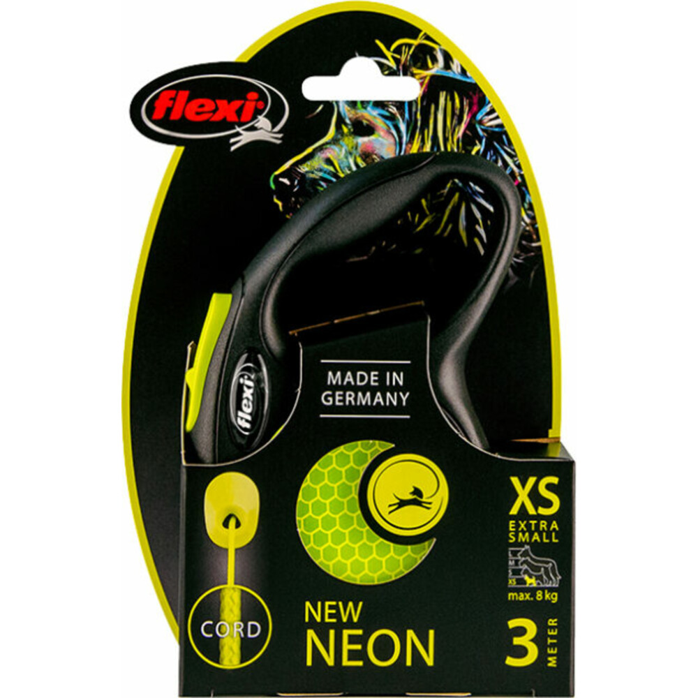 Flexi Rollijn New Neon Cord Geel 3 mtr tot 8 kg