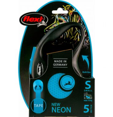 Flexi Rollijn New Neon Tape Blauw 5 mtr tot 15 kg