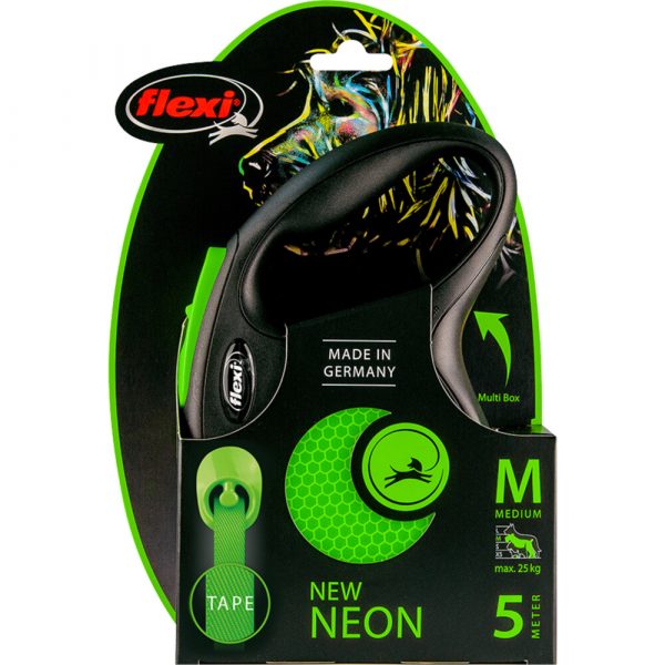 Flexi Rollijn New Neon Tape Groen 5 mtr tot 15 kg