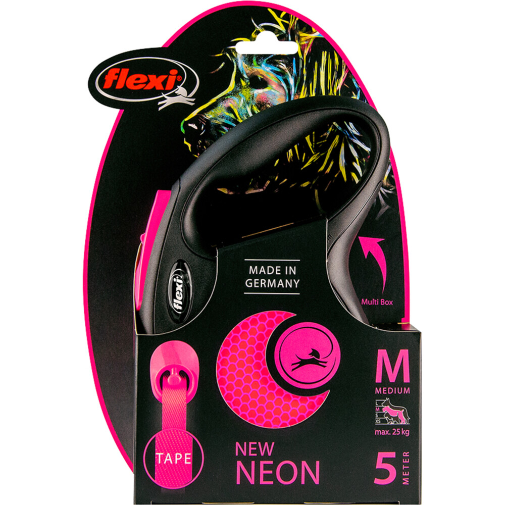 Flexi Rollijn New Neon Tape Roze 5 mtr tot 25 kg