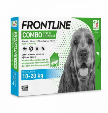 Frontline Combo Spot On Anti Vlooien en Teken Druppels Hond 10 - 20 kg 6 pipetten