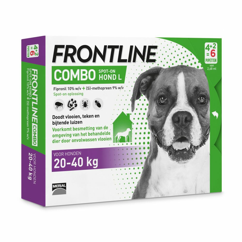 Frontline Combo Spot On Anti Vlooien en Teken Druppels Hond 20 - 40 kg 6 pipetten