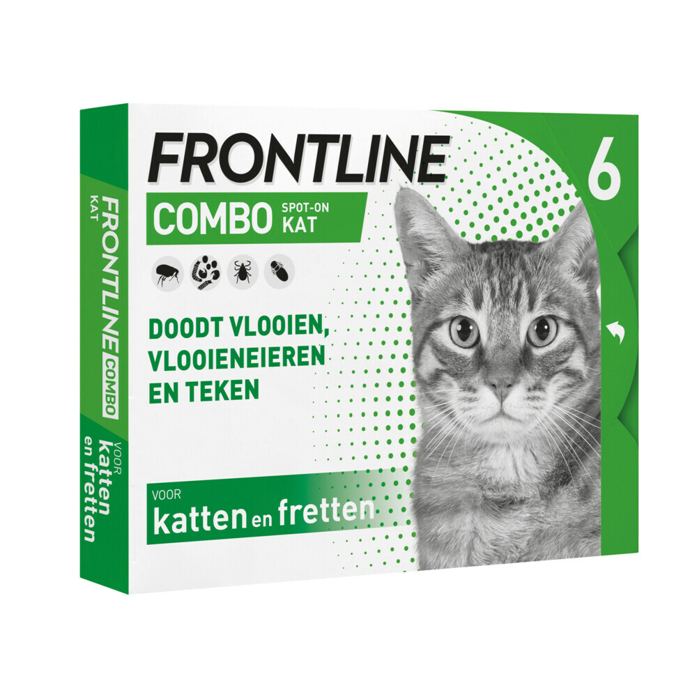 Frontline Combo Spot On Anti Vlooien en Teken Druppels Kat vanaf 1 kg 6 pipetten