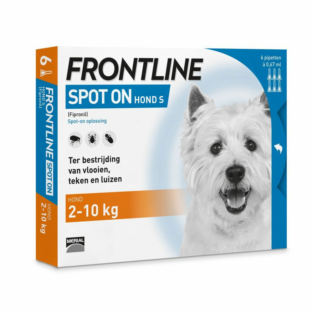 Frontline Spot On Anti Vlooien en Teken Druppels Hond 2 - 10 kg 6 pipetten