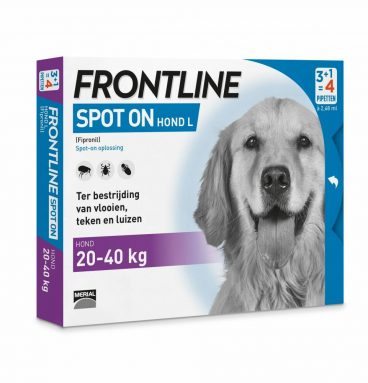 Frontline Spot On Anti Vlooien en Teken Druppels Hond 20 - 40 kg 4 pipetten