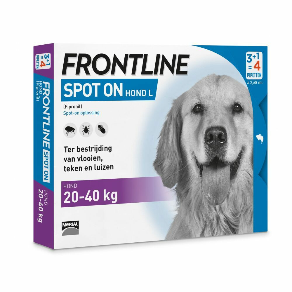 Frontline Spot On Anti Vlooien en Teken Druppels Hond 20 - 40 kg 4 pipetten