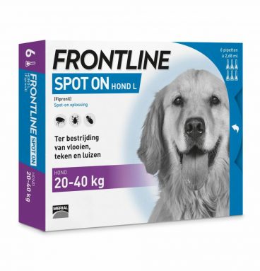 Frontline Spot On Anti Vlooien en Teken Druppels Hond 20 - 40 kg 6 pipetten