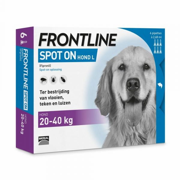 Frontline Spot On Anti Vlooien en Teken Druppels Hond 20 - 40 kg 6 pipetten