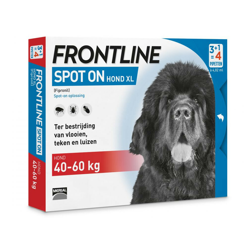 Frontline Spot On Anti Vlooien en Teken Druppels Hond 40 - 60 kg 4 pipetten