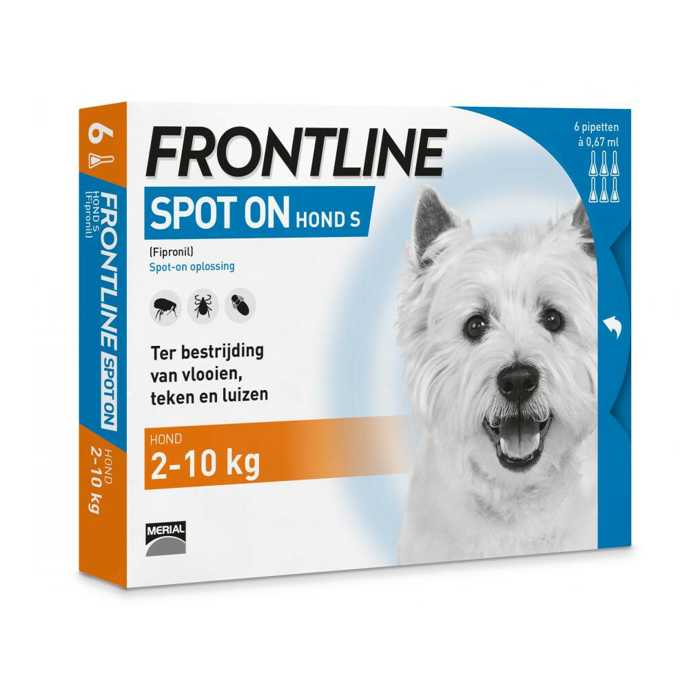 Frontline Spot On Anti Vlooien en Teken Druppels Hond tot 10 kg 4 pipetten