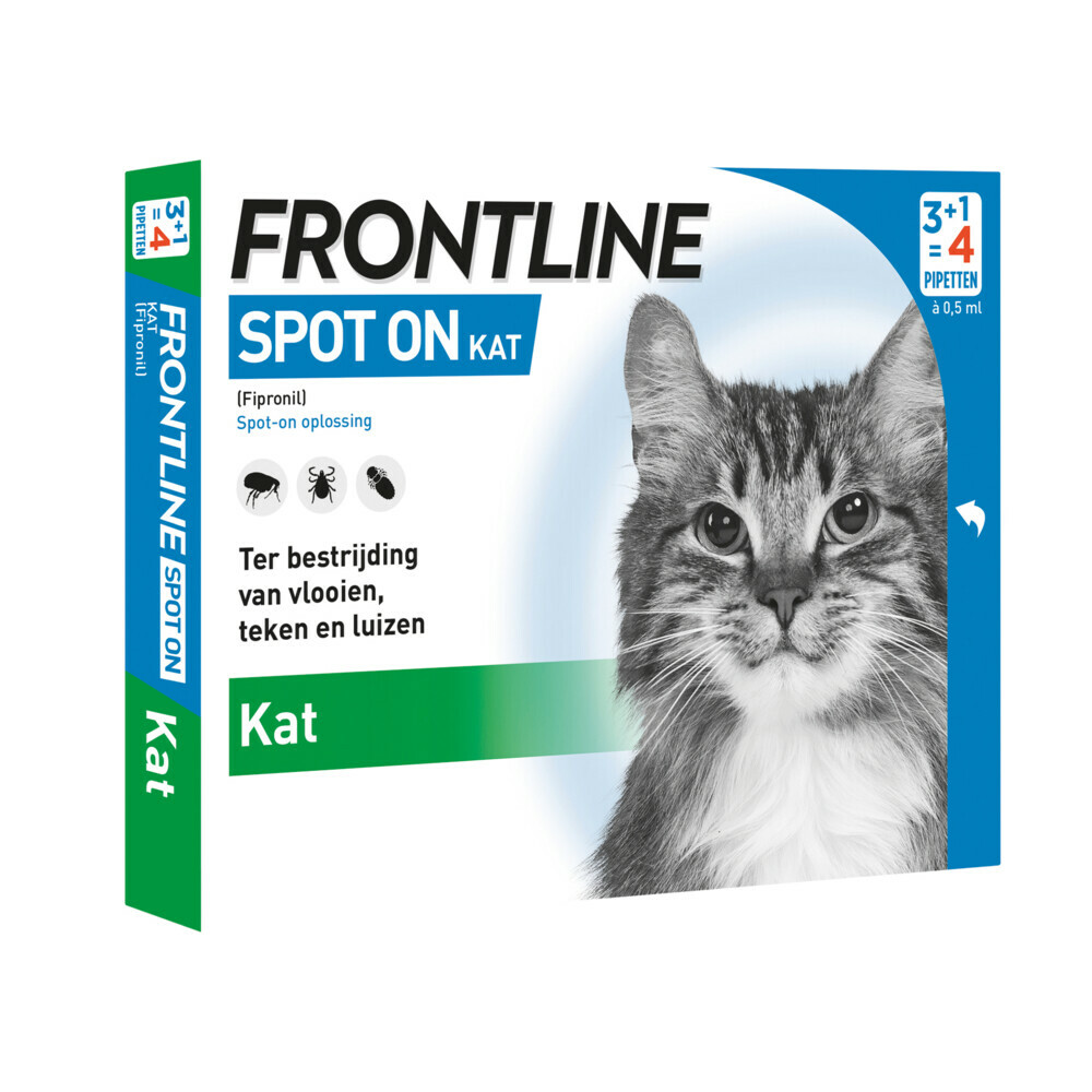 Frontline Spot On Anti Vlooien en Teken Druppels Kat vanaf 1 kg 4 pipetten