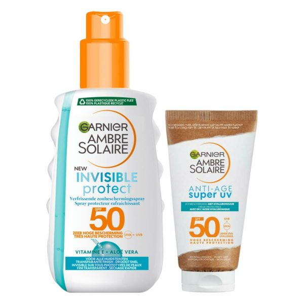 Garnier Ambre Solaire SPF 50 Lichaam en Gezicht Zonnebescherming Pakket