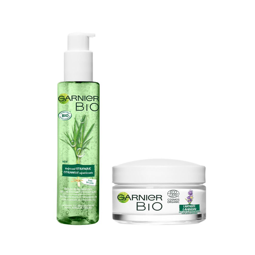 Garnier Bio Citroengras Reinigingsgel&Lavendel Dagcrème Pakket