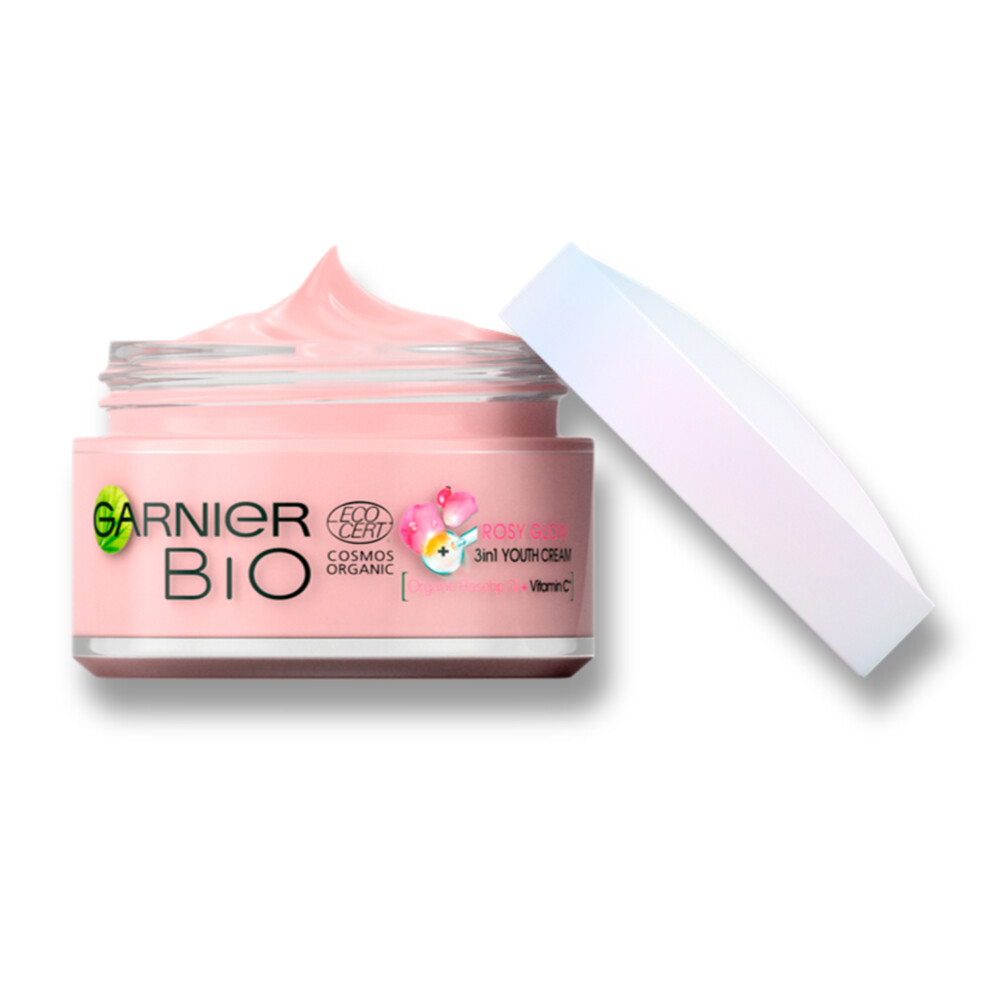 6x Garnier Bio Dagcrème 3-in-1 Rosy Glow Rozenbottel