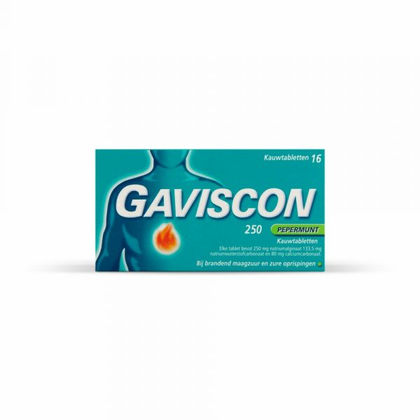 Gaviscon Kauwtabletten Pepermunt 250 mg 16 tabletten