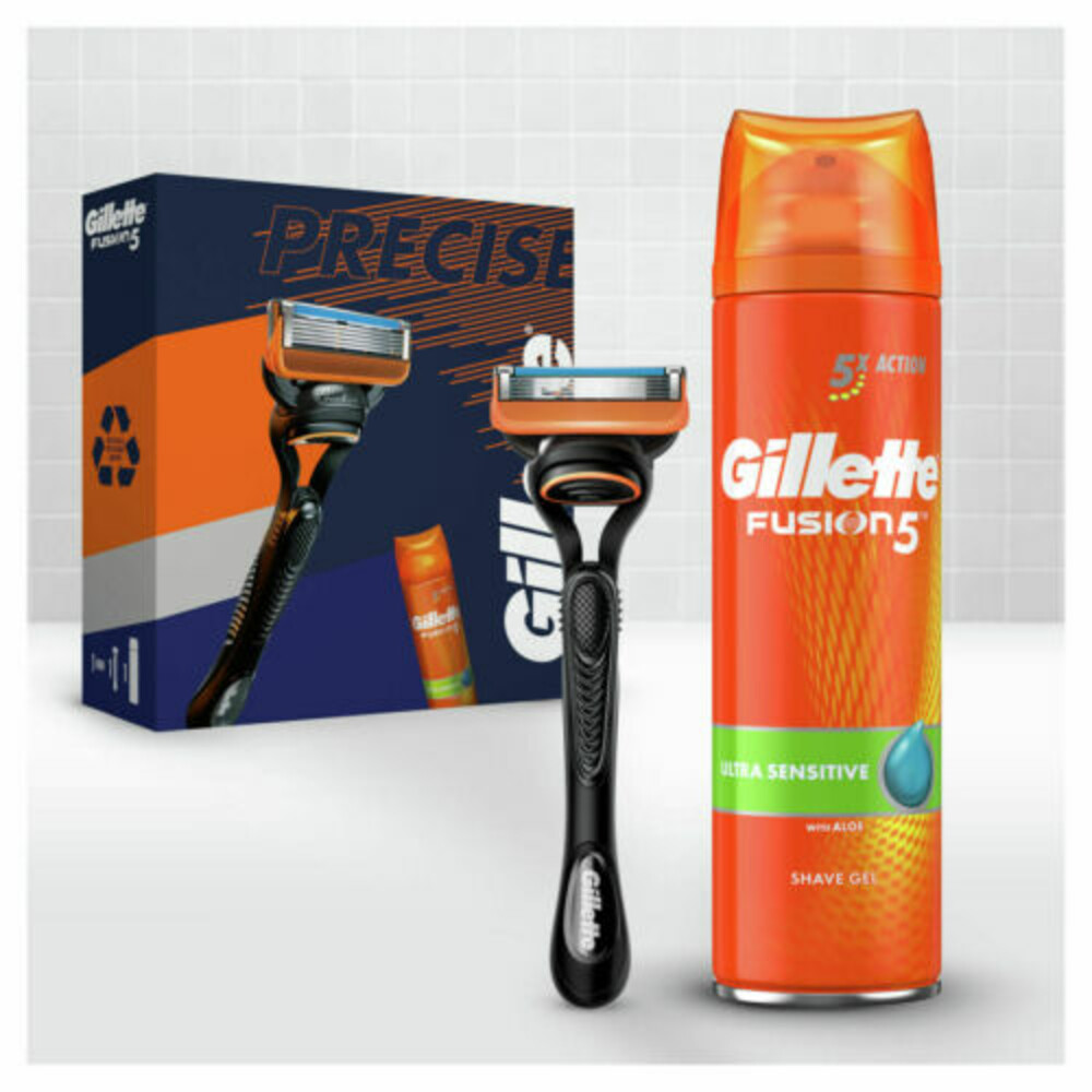 Gillette Fusion 5 Giftset 1 houder + mesje en scheergel 200ml