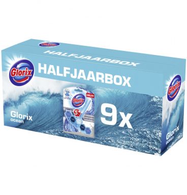 Glorix Toiletblok Power 5 Ocean Halfjaarbox 9 stuks