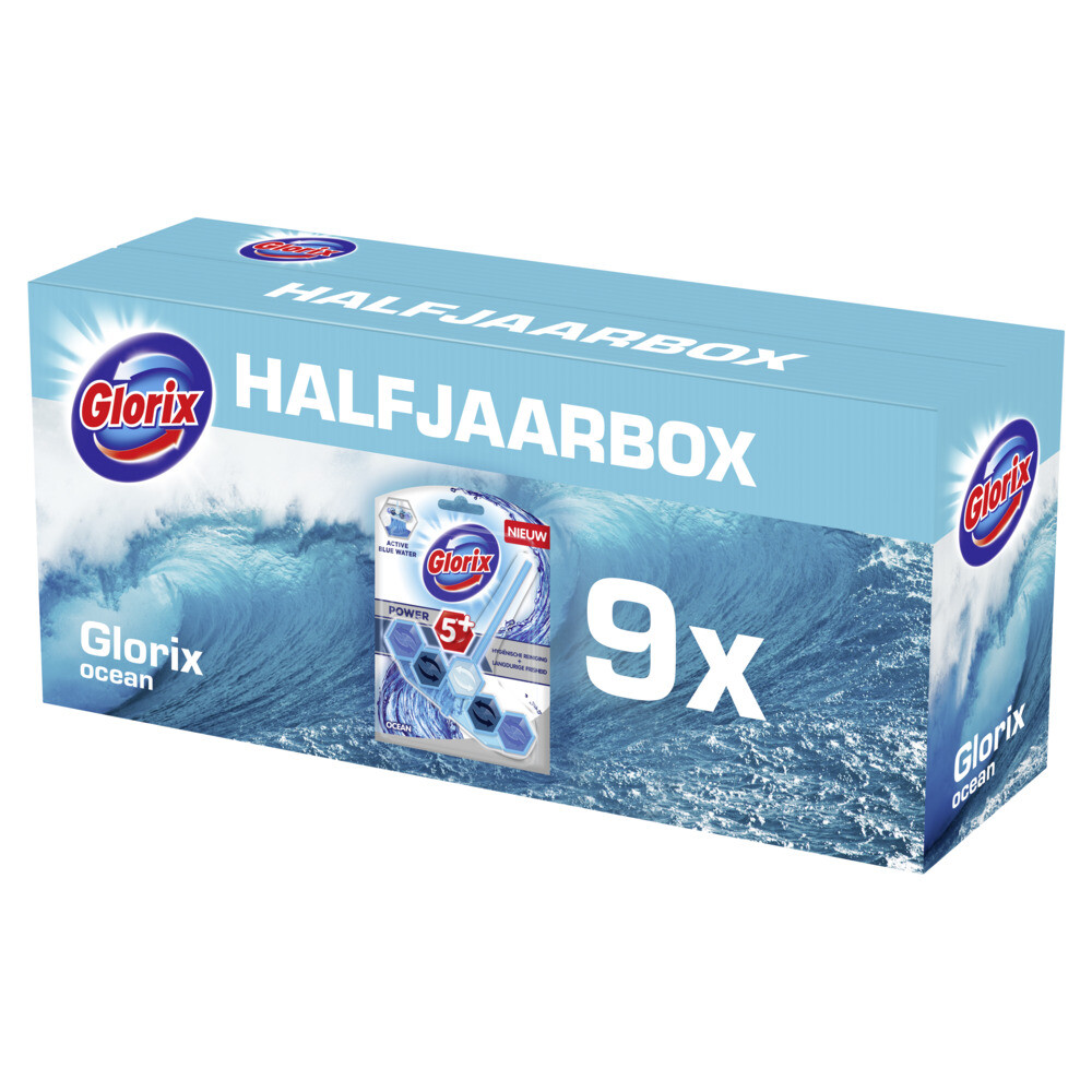 Glorix Toiletblok Power 5 Ocean Halfjaarbox 9 stuks