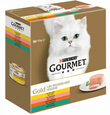 6x Gourmet Gold Mousse Kip - Zalm - Niertjes - Konijn 8 x 85 gr