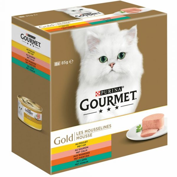 6x Gourmet Gold Mousse Kip - Zalm - Niertjes - Konijn 8 x 85 gr