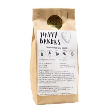 3x Happy Bakers Bakmix Bruin Glutenvrij 500 gr