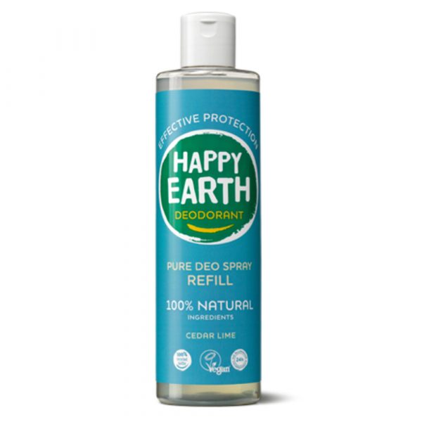 Happy Earth 100% Natuurlijke Deo Spray Navulling Cedar Lime 300 ml