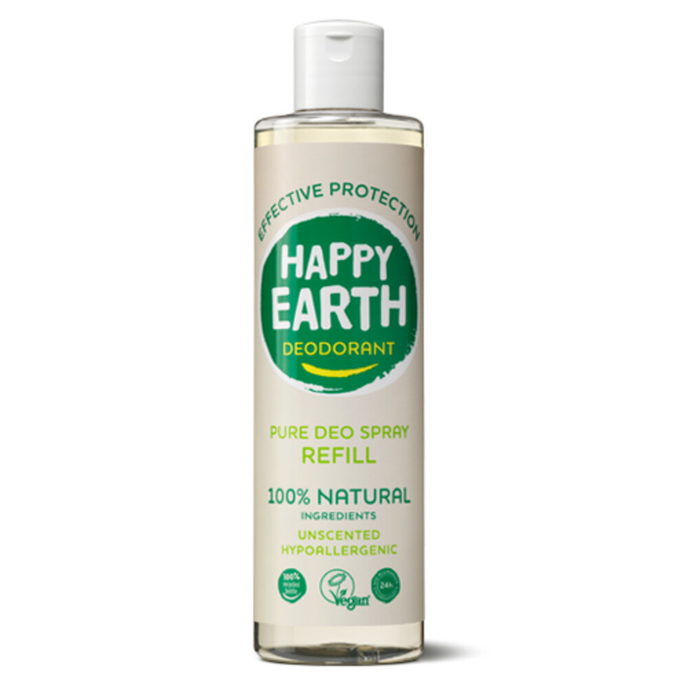 Happy Earth 100% Natuurlijke Deo Spray Navulling Unscented 300 ml