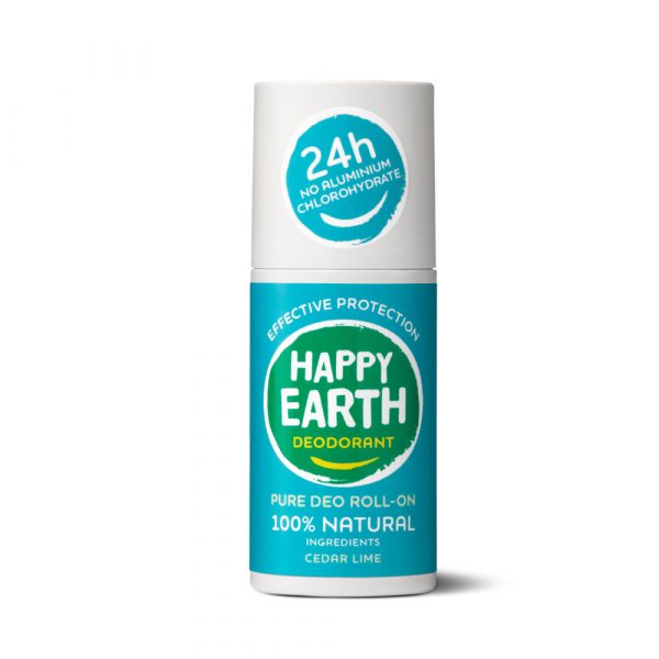 6x Happy Earth 100% Natuurlijke Deodorant Roller Cedar Lime 75 ml