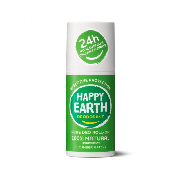 6x Happy Earth 100% Natuurlijke Deodorant Roller Cucumber Matcha 75 ml