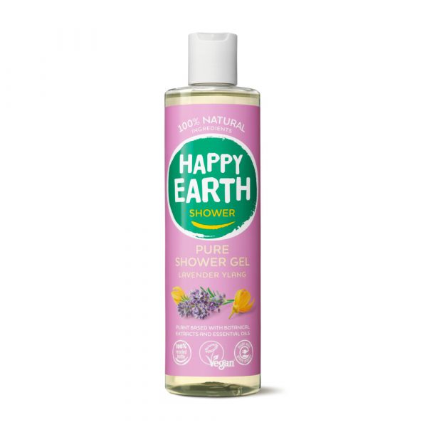 6x Happy Earth 100% Natuurlijke Douchegel Lavender Ylang 300 ml