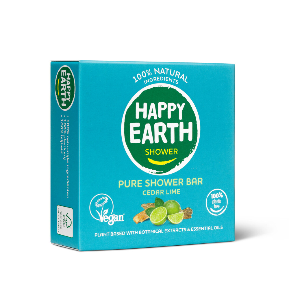 Happy Earth 100% Natuurlijke Shower Bar Cedar Lime 90 gr