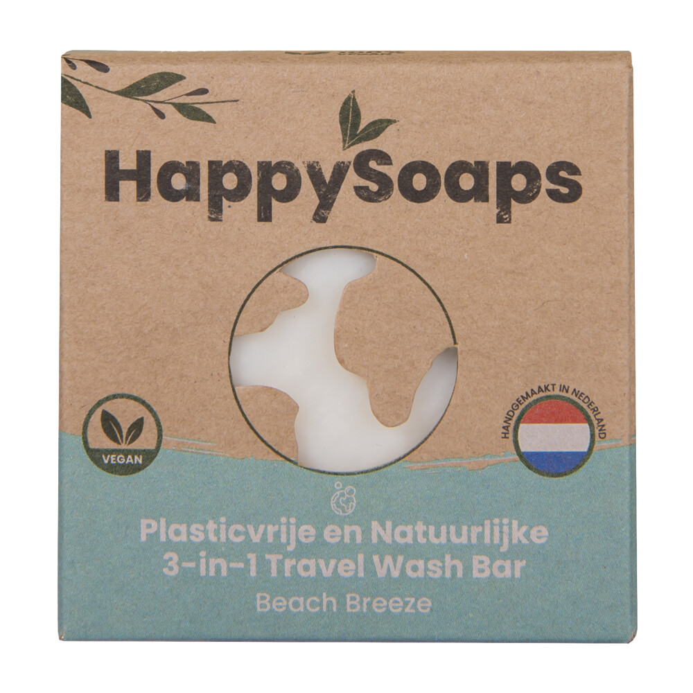 10x HappySoaps 3 in1 Travel Wash Bar Beach Breeze 40 gr