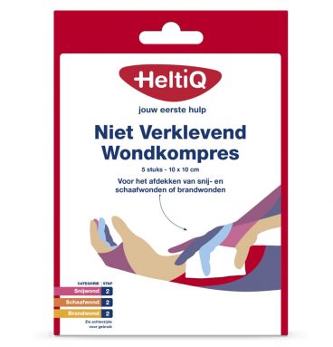 2x HeltiQ Niet Verklevend Wondkompres 10 x 10 cm 5 stuks