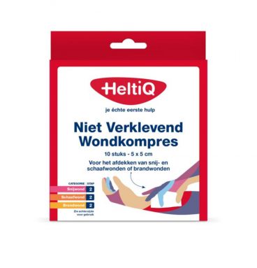 2x HeltiQ Niet Verklevend Wondkompres 5 x 5 cm 10 stuks