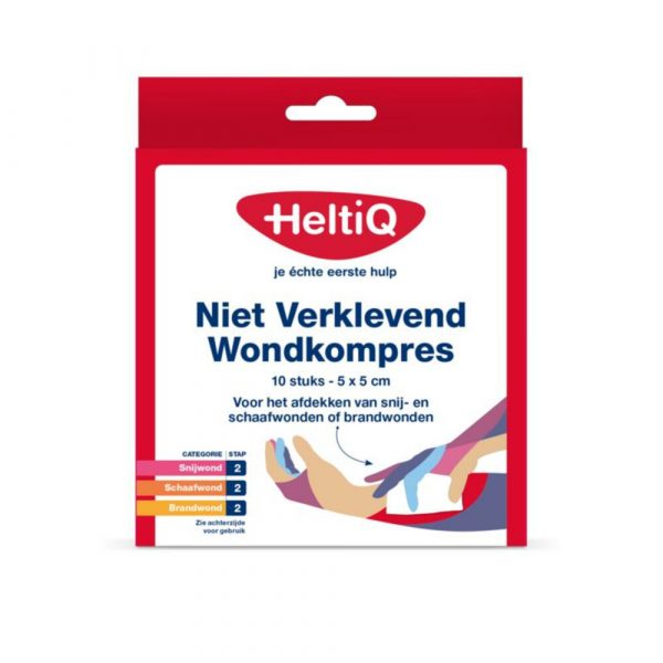 2x HeltiQ Niet Verklevend Wondkompres 5 x 5 cm 10 stuks