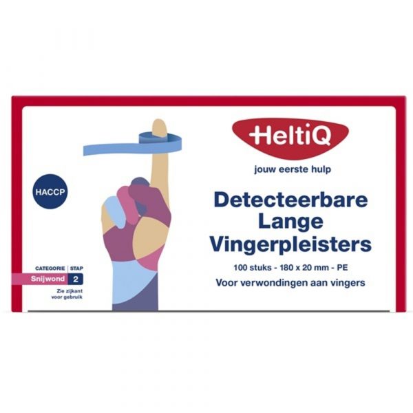 HeltiQ Vingerpleisters Detecteerbaar 180x20 mm PE 100 stuks