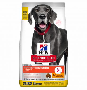 Hill's Science Plan Hondenvoer Perfect Digestion Large Breed Adult +1 Kip en Bruine Rijst 12 kg