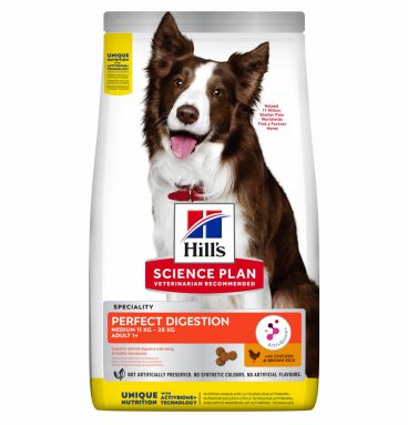 Hill's Science Plan Hondenvoer Perfect Digestion Medium Adult 1+ Kip en Bruine Rijst 12 kg