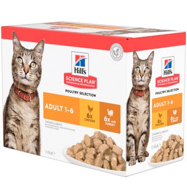 4x Hill's Science Plan Kattenvoer Adult Multipack Kip&Kalkoen 12 x 85 gr