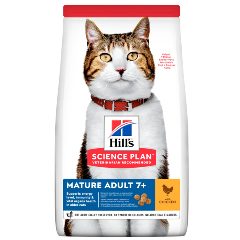 4x Hill's Science Plan Kattenvoer Mature Adult Kip 3 kg