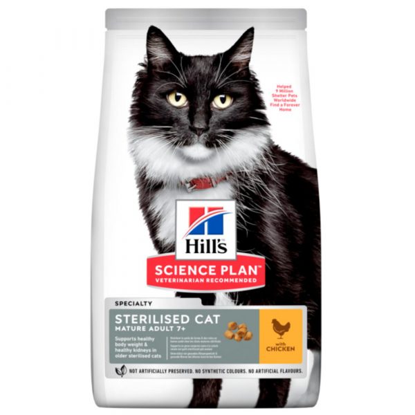 4x Hill's Science Plan Kattenvoer Mature Adult Sterilised Kip 3 kg