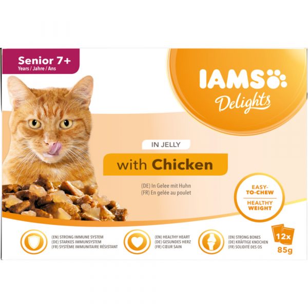 Iams Delights Pouch Multipack Senior Chicken Jelly 12 x 85 gr