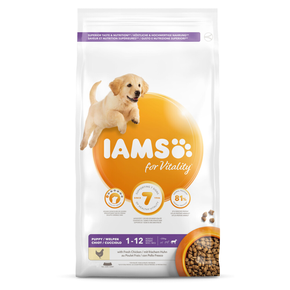 3x Iams Dog Puppy - Junior Large Kip 3 kg