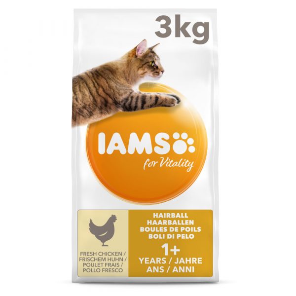 3x Iams Kat Adult Hairball Control Kip 3 kg